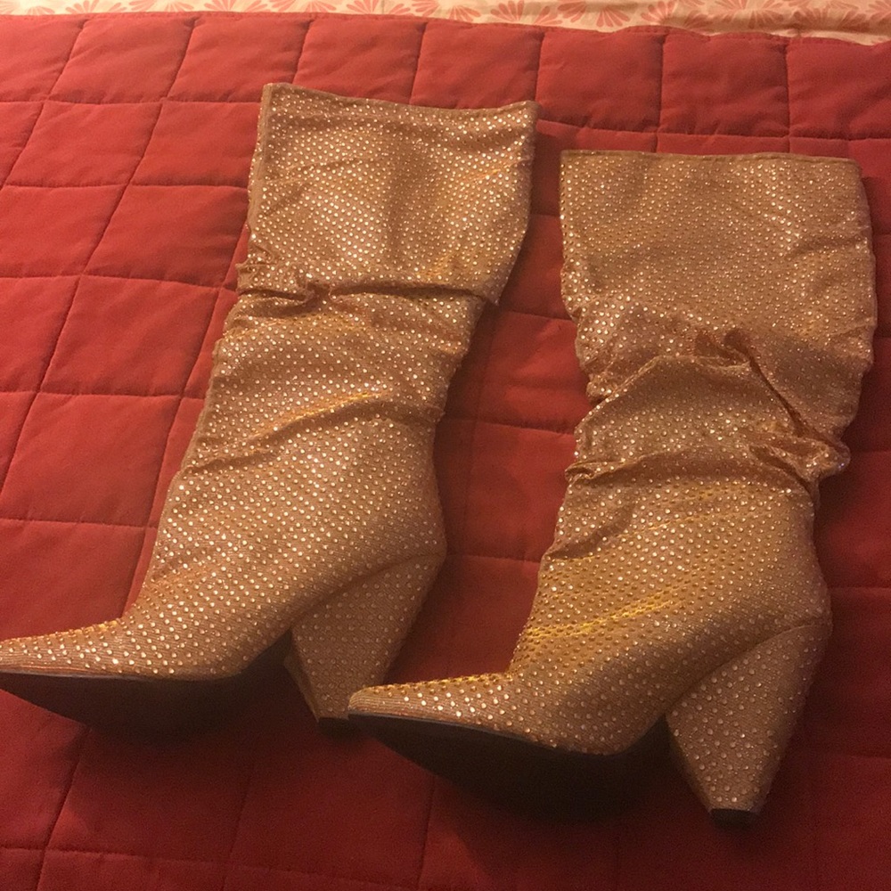 Rose Gold Rhinestone Boots